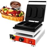VZXATYOP Kommerzieller Elektrischer Waffeleisen Mit 1650 W Korbförmiges Belgisches Waffeleisen Mit 3 Schlitzen Robust for Portionen Von Eiscreme Snacks Und Obst(110V)