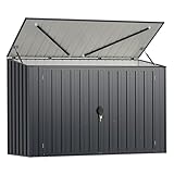 COSTWAY Mülltonnenbox für 2 x 120 L Mülltonnen, wetterfester Gartenschuppen mit abschließbarer Tür, Outdoor Geräteschuppen aus Metall, Gerätehaus für Fahrrad, Werkzeug, 193 x 86 x 127 cm