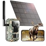 ULEXOR 4G LTE Wildkamera mit Handyübertragung App 2.5K Solar Wildtierkamera mit eSIM Karte, Nachtsicht, Bewegungsmelder, Weitwinkel- und Teleobjektive, 7800mAh Akku, IP66 Wasserdicht