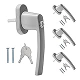 kwmobile Fenstergriff Aluminium abschließbar 4X - Kindersicherung Fenstersicherung mit Schloss in Stiftlänge 35mm - Fensterschloss Silber