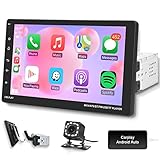 Autoradio 1 Din mit Apple Carplay Android Auto Bluetooth Freisprecheinrichtung 9 Zoll Touchscreen Autoradio mit Android/IOS Mirror Link Bluetooth FM/AM Radio USB/TF/AUX Lenkradsteuerung Rückfahrkamera