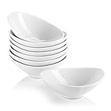 LIFVER Schale aus Porzellan Set - 8 tlg. Dessertschalen 90ml - Dipschälchen Set - Saucenschälchen für EIS, Dessert, Obst, Spülmaschinen- & mikrowellenfest - Ideal für Hauseinweihung, Weihnachten -Weiß