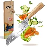 kjøk Premium Santoku Messer 7cr Stahlklinge 17cm Härte 58±2 HRC mit Olivenholzgriff - japanisches Küchenmesser für Fleisch, Fisch & Gemüse Profi Santokumesser Kochmesser extra scharf Küchenmesser