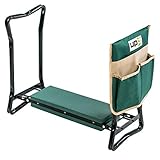UPP Kniestuhl/Gartenhelfer mit Tasche I Kniebank Gartenbank, Gartenhocker mit Polsterung - Reach-Konformität I für rückenschonende Gartenarbeit inkl. Werkzeugtasche I belastbar bis 150 kg I grün