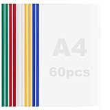 MIVIDE 60 Stück Klemmschienen A4, Sliding Bar Binder A4 mit Schiebestange, Kemmschiene Kunststoff in 5 Farben für Büro, Schule, Haus, Dokumente
