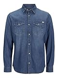 JACK & JONES Herren JJESHERIDAN Shirt L/S NOOS 12138115, Medium Blue Denim/Slim, XL