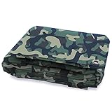 KARAT Camouflage wasserdichte Abdeckplane 100g/m² - Regenplane für Outdoor, Zeltunterlage, Camping, Bauplane, Holzabdeckplane, Gartenplane, Schutzplane, Gewebeplane mit Ösen (3 x 5 m)