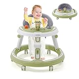 3 in1Lauflernhilfe,Babywalker Höhenverstellbar & Klappbar,Anti-Rollove Lauflernwagen mit 7-Fach Höhenverstellbar,Gehfrei Baby ab 6 Monate mit Leisen 360°Laufrädern Esstablett und Spielcenter