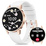 Miecgth NEU Smartwatch Damen, 1.27' TFT Voll Touchscreen Smart Watch mit Telefonfunktion Pulsuhr 120+ Sportmodi Menstruationszyklus IP68 Schlafüberwachung Fitness Tracker iOS Android