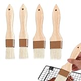 4 Stück Backpinsel Naturborsten, Küchenpinsel Kochpinsel Butterpinsel Grillpinsel Brotpinsel Pinsel Holz Ölpinsel für Lebensmittelpinsel BBQ Gebäck Fleisch Kochen