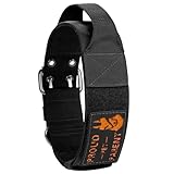 OneTigris 5cm Breites Hundehalsband mit Griff und Patch für Große Hunde Schwarz L