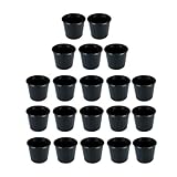 Folpus 20-teilige Blumentöpfe, Schwarze Pflanztöpfe für Kinderzimmer, mit Abflussloch, vielseitig einsetzbar, leicht, atmungsaktiv, Pflanzbehälter für, 15CM