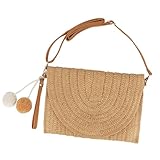 Strohtasche,Damen-Einschulter-Strohtasche,Damen Clutch Stroh Umhängetasche,Sommer Strandtasche,Korbtasche,Reine handgemachte spinnende Schultertasche,Korbtasche Klein,Boho Tasche,Crossbody Tasche