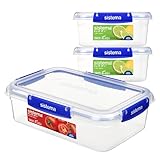 Sistema KLIP IT PLUS auslaufsichere Vorratsdosen | 2 x 1L & 2,2 L | luftdichte und stapelbare & ineinander stellbare Frischhaltedosen für Meal Prep mit Deckel | Brotdosen für Pause | BPA-frei, 3 Stück
