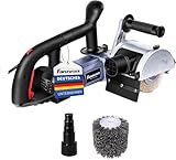 FANZWORK V2 1500 Watt Satiniermaschine Schleifmaschine Bürstenschleifgerät zur Renovierung von Oberflächen, mit Staubsaugung-Anschluss, Drehzahlregelung, Kugelgriff, Messing & Nylon Bürste