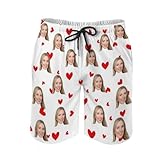 Personalisierte Herren Badeshorts mit Gesichtern Foto, personalisierte lustige Strand Shorts Badehose Board Shorts Sommer Surfen schnell trocknen Badeanzug Badeshorts mit Mesh-Futter und Taschen, XL