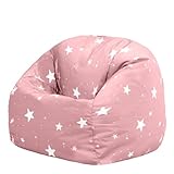 Icon Sterne Sitzsack Kinder, Rosa, Gewebter-Stoff, Sitzsack mit Füllung, Bequemer Kinder Sessel, Kuschelsessel, Lese Sessel, Schlafzimmer, Kinderzimmer, Spielzimmer
