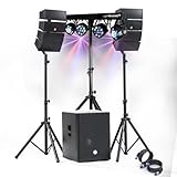 BM Bmsonic BMS-15-ARRAY-BT Lautsprecher + SUB 38 cm USB/Bluetooth, Kabel, LED-Beleuchtung, Bar, Partyraum