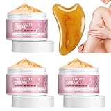 3 Flaschen Cellulite Creme, mit 1 Massagebrett,Sanfte Formel,Zieht Schnell Ein und Klebt Nicht,Geeignet für Taille,Bauch,Arme,Gesäß
