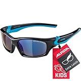 ALPINA FLEXXY KIDS - Verspiegelte und Bruchsichere Sonnenbrille Mit 100% UV-Schutz Für Kinder, black-cyan, One Size
