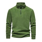 Herren-Fleecepullover mit 1/4-Reißverschluss, Stehkragen, leichtes isolierendes Oberteil, mittelschwerer Outdoor-Pullover, halber Reißverschluss, Wanderpullover, Camping, warmer Pullover, halber