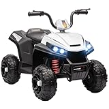 AIYAPLAY Elektro Quad für Kinder 12V Kinderquad mit 4-Rad-Federung, MP3-Musikplayer, Kinderfahrzeug mit Scheinwerfer, Vorwärts- und Rückwärtsgang, für 3-5 Jahre Kinder, 5 km/h, Metall, Weiß