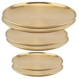 MOUYAT 6-teiliges Edelstahl-Teller-Set, 20,3 cm, 25,4 cm, 30,5 cm, runde Speiseteller, robuste runde Salatteller, wiederverwendbar, Metallteller zum Servieren, Camping, Outdoor, Grillen, Zuhause