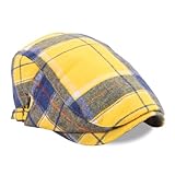 KEXIAO Baskenmütze, britische Vintage-Stil, kariert, Baumwolle, Unisex-Design, modische Mütze für lässige Outfits und Outdoor-Aktivitäten