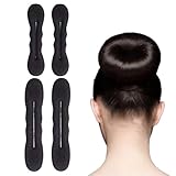 Fc'Noqgn 4 Stück Magic Hair Knot, Bun Maker Upgraded Hair Clips Sponge Clips Hair Styling Donut Bun Twist Curler Donut Tool, 2 Large 2 Small (Black)