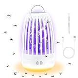 Mkitnvy Mückenvernichter Lampe, 2 in 1 Elektrische Insektenvernichter mit Nachtlicht, UV Elektrische Fliegenfalle für Motten, Küche, Fliegen, Mücken, Innen und Außen