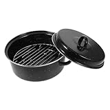 Toyvian Emaillierter Gusseisen bräter mit Deckel Hitzebeständiger Kochtopf für Geröstete Süßkartoffeln und Braten Glatte Kanten für Kleine Mahlzeiten und Truthahn Vielseitiger Kochhelfer