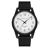 CIVO Damen Uhr Schwarz Armbanduhr: Wasserdicht Analog Silikon Damenuhr Weiß Groß Ziffernblatt Sportuhr