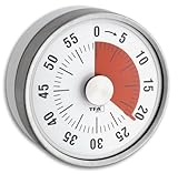 TFA Dostmann Analoger Kurzzeit Timer Puck, 38.1028.10, bis 60min, Eieruhr, Küchentimer, mechanisch, mit Restzeitanzeige, zum Aufziehen, magnetisch, 79 x 32 mm, grau