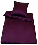 Kinzler B-10001/14 hochwertige Baumwoll Satin-Bettwäsche Uni, modern, 80x80 + 155x200 cm, Pflaume