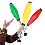 Mister M Jonglierset für Kinder, Grün, Rot und Gelb, Kunststoff, ideal für Schulaufführungen, Koordinationstraining, langlebig, Rutschfester Griff, 42 x 7,5 x 7 cm