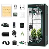 Mars Hydro Growzelt Komplettset,TS600 Vollspektrum Grow Lampe,60X60X140cm 1680D Hoch Reflektierend Mylar Grow Box Komplettset,mit 4' 205 CFM Ruhiges und Effizientes Belüftungssatz,10-Gang-Lüfter