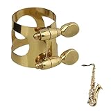 Saxophon Blattschraube,Mundstück Sax Ligatur,Messing-Altsaxophon-Blattschraube,Altsaxophon Ligatur,Vergoldete Doppelschrauben,Für Sax Mundstück Instrument,Kiuiom