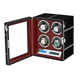 Automatischer Uhrenbeweger 4 mit LED-Hintergrundbeleuchtung, LCD-Touchscreen-Display, Flexible Uhrenkissen, leiser Motor für Männer, Frauen, Uhrenbeweger, Uhrenbox, Gehäuse, Uhrenaufbewahrung, Gesche