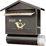 Briefkasten, klassisch, wandmontiert, abschließbar, mit Zeitungsrollen, Eimer, außen, Metall, rostfrei, Vintage, Briefkasten für ländliche Bordsteinkante