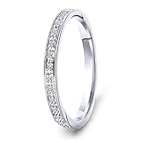 MIORE Ring Damen 0.05 Ct Diamant Ewigkeitsring aus Weißgold 9 Karat / 375 Gold, Schmuck mit Diamanten Brillanten