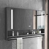 Stilvoller schwarzer Bauernhaus-Badezimmer-Spiegelschrank, 80 cm, Schminktisch, Organizer für Badezimmer und Wohnzimmer, funktional, modern, Heimdekoration, platzsparendes Design