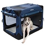 Pettycare Faltbare Hundebox mit Vorhängen, 76,2 cm, Reise-Hundebox für Luftzirkulation und Ruhe, weiche Haustierhütte mit tragbarer Tasche und mehr kaufestem Netzgewebe, für drinnen und draußen,