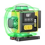【Pulsmodus】Kreuzlinienlaser Grün 4x360 °Laser Linienlaser Kreuzlaser Nivelliergerät Selbstnivellierend für Innenbereich Außenbereich Baustelle, 16 Linien, 2 Akku