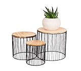 BigDean 3er Set Pflanzenständer aus Metall & Holz - Blumenständer in modernem Design - Pflanzenhocker, Blumenhocker, Blumentisch, Pflanzständer, Blumentopf Ständer
