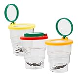 GARVALON 3 Stück Teiliges Insekten Beobachtungsset mit Lupe Transparentes Vergrößerungsglas Leichter Tragbarer Beobachtungsbehälter für Kleine Insekten Geeignet für Naturerkundung und