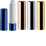 4er Set Lippenbalsam – Pflegestifte für geschmeidig zarte Lippen | Metallic-UV-Finish in Blau, Gold, Silber & Roségold | Dermatologisch getestet | SPF10 Sonnenschutz | Vanille-Aroma