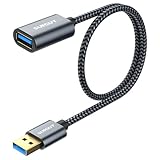 SUNGUY USB Verlängerung Kabel, 0.5M USB 3.0 Verlängerungskabel 5Gbps Superschnelle, Kurz USB A Stecker auf A Buchse Verlängerung für Kartenlesegerät,Tastatur, Drucker, Scanner, Kamera usw - Grau