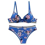 Damen-BH- und Höschen-Sets, Push-up-Dessous-Set mit Blumenmuster, Bügel-BH-Set