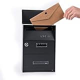 FOELANNE Wandmontage Vintage große Räume Klassische Mail BO Briefkasten Postfach Outdoor Europäische Villa Außenwand Mit Schloss Retro Rain Post Box Vorschlag Box 320x210x93mm