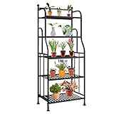 TIE-DailyNec 5 Stufiges Blumenregal Metall, Freistehendes Bücherregal Küchenregale Schwerlastregale Geeignet für Wohnzimmer, Balkon, Garten (55x28x133cm) (Schwarz)